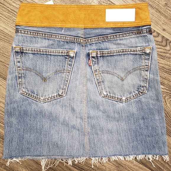 LEVI'S RE/DONE Denim Skirt with Faux Leather Buckle Belt Waist | Size 24 | NWT'S - Picture 12 of 12